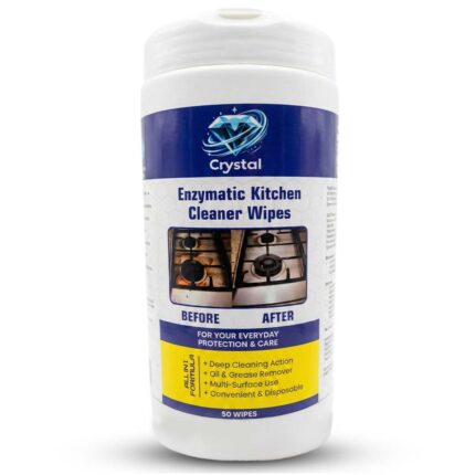 Enzymatic Kitchen Cleaner Wipes – Oil & Grease Remover for Kitchen Sink, | Gas Stove & Platform | Multi-Surface Kitchen Cleaner | Eco-Friendly, Family-Safe Formula | 50 Wipes